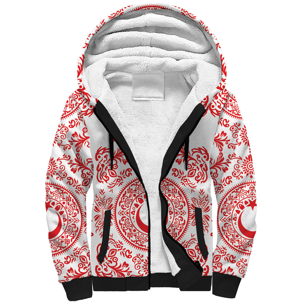 Custom World Football 2026 Turkey Sherpa Hoodie Crescent Stars Ottoman Baroque Red Version