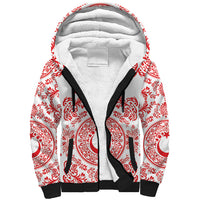 Custom World Football 2026 Turkey Sherpa Hoodie Crescent Stars Ottoman Baroque Red Version