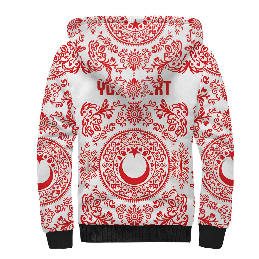 Custom World Football 2026 Turkey Sherpa Hoodie Crescent Stars Ottoman Baroque Red Version
