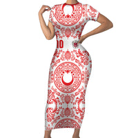 Custom World Football 2026 Turkey Short Sleeve Bodycon Dress Crescent Stars Ottoman Baroque Red Version
