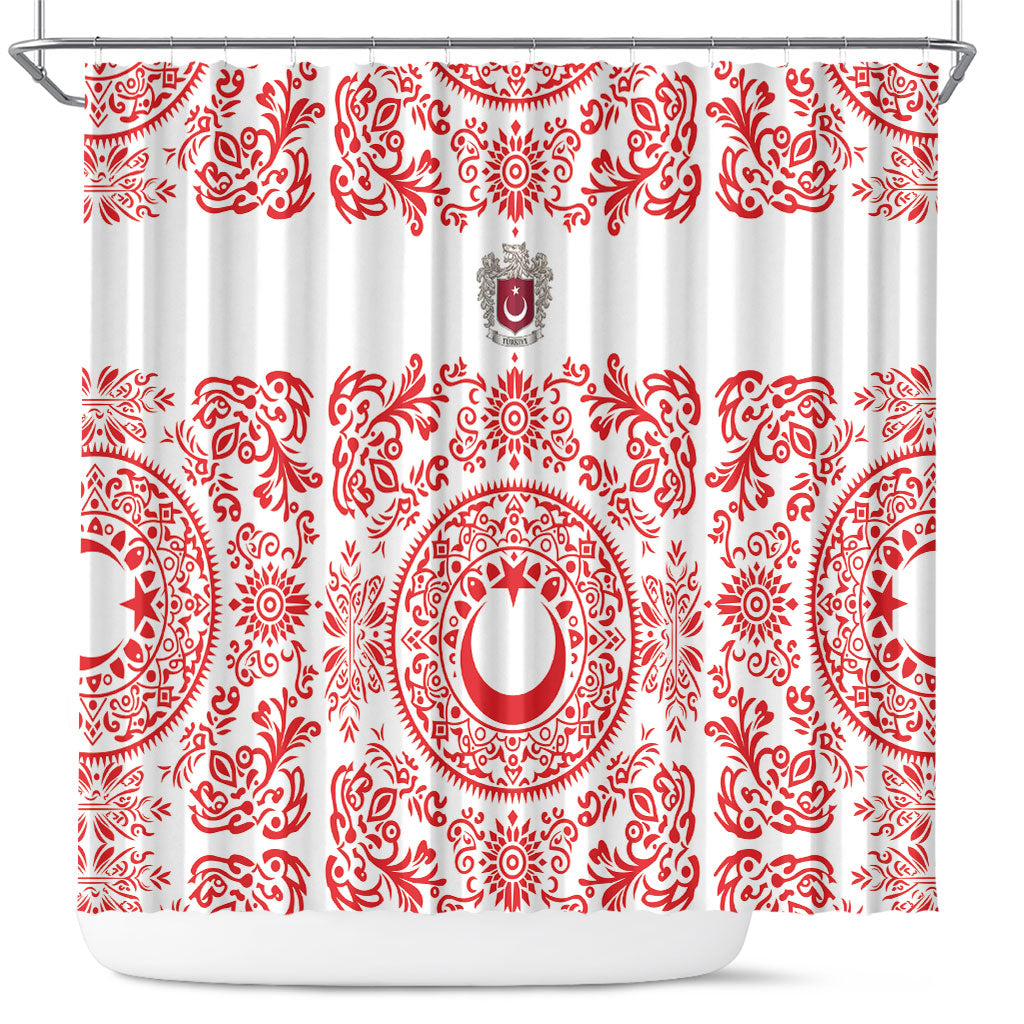 World Football 2026 Turkey Shower Curtain Crescent Stars Ottoman Baroque Red Version