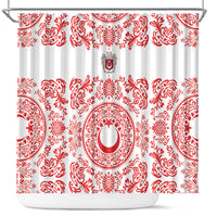 World Football 2026 Turkey Shower Curtain Crescent Stars Ottoman Baroque Red Version