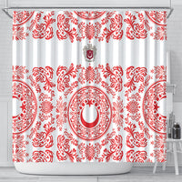 World Football 2026 Turkey Shower Curtain Crescent Stars Ottoman Baroque Red Version