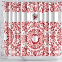 World Football 2026 Turkey Shower Curtain Crescent Stars Ottoman Baroque Red Version