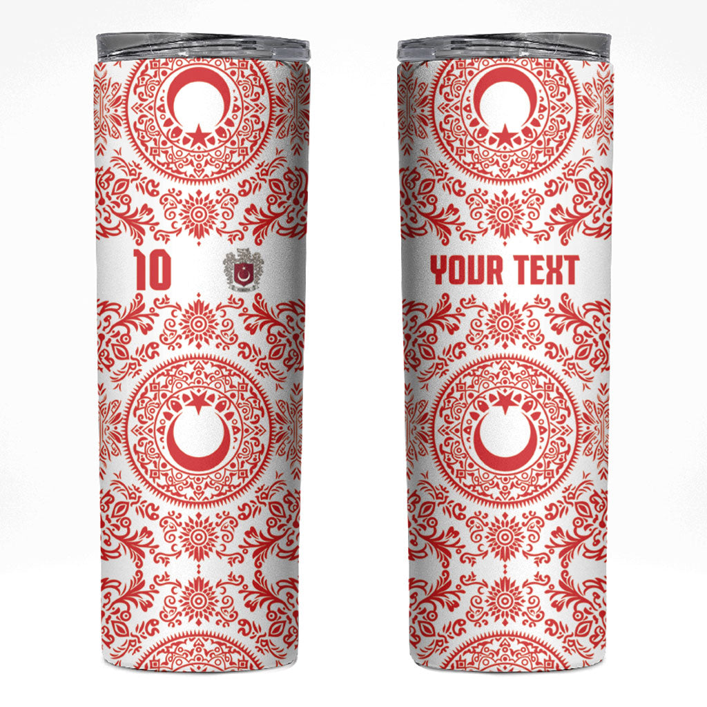 Custom World Football 2026 Turkey Skinny Tumbler Crescent Stars Ottoman Baroque Red Version