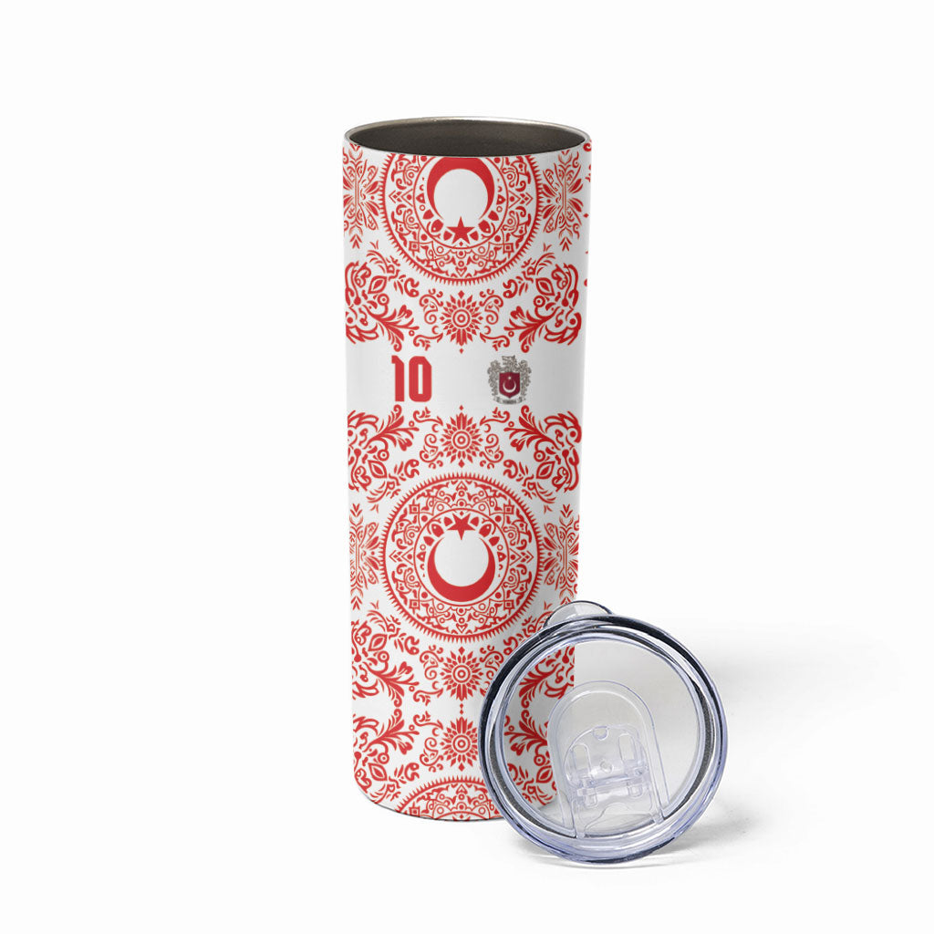 Custom World Football 2026 Turkey Skinny Tumbler Crescent Stars Ottoman Baroque Red Version