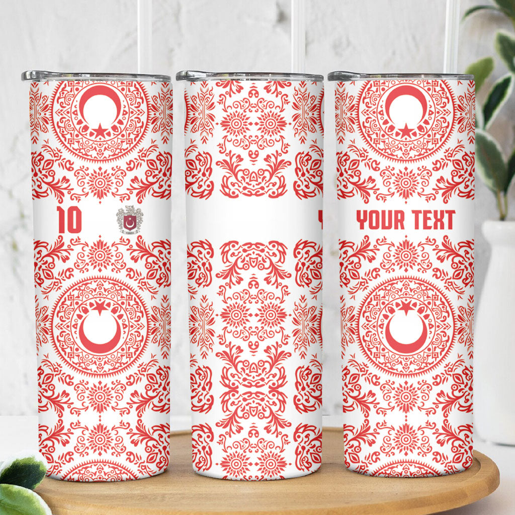 Custom World Football 2026 Turkey Skinny Tumbler Crescent Stars Ottoman Baroque Red Version