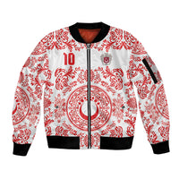 Custom World Football 2026 Turkey Sleeve Zip Bomber Jacket Crescent Stars Ottoman Baroque Red Version