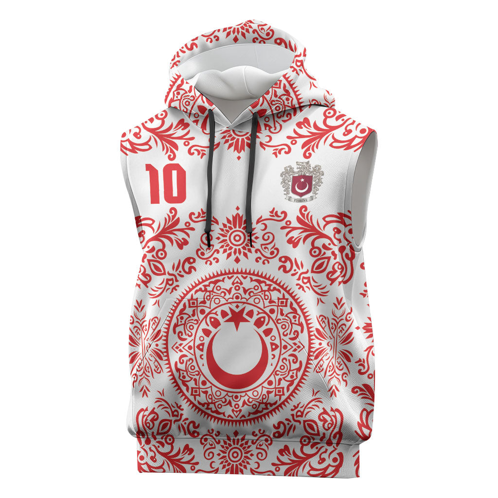 Custom World Football 2026 Turkey Sleeveless Hoodie Crescent Stars Ottoman Baroque Red Version