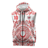 Custom World Football 2026 Turkey Sleeveless Zip Hoodie Crescent Stars Ottoman Baroque Red Version