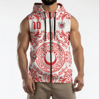 Custom World Football 2026 Turkey Sleeveless Zip Hoodie Crescent Stars Ottoman Baroque Red Version