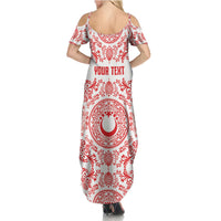 Custom World Football 2026 Turkey Summer Maxi Dress Crescent Stars Ottoman Baroque Red Version