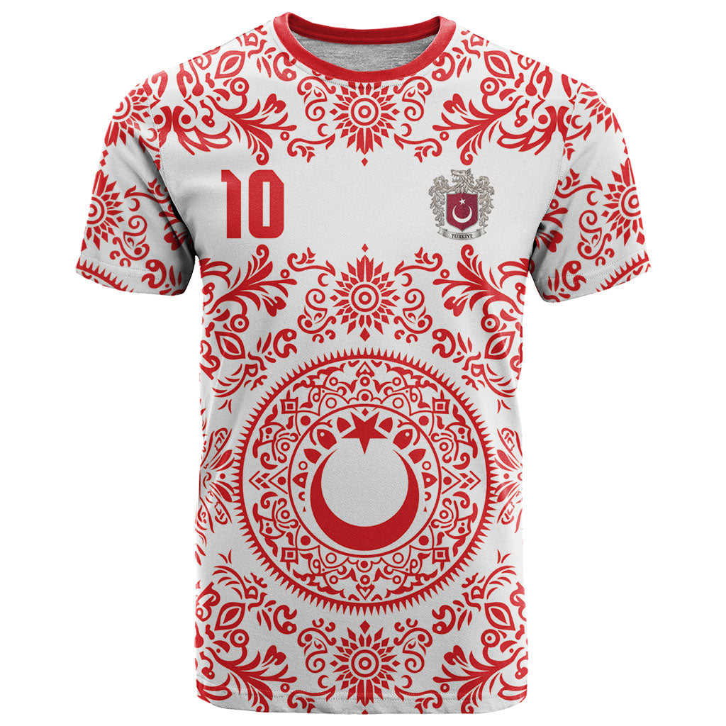 Custom World Football 2026 Turkey T Shirt Crescent Stars Ottoman Baroque Red Version