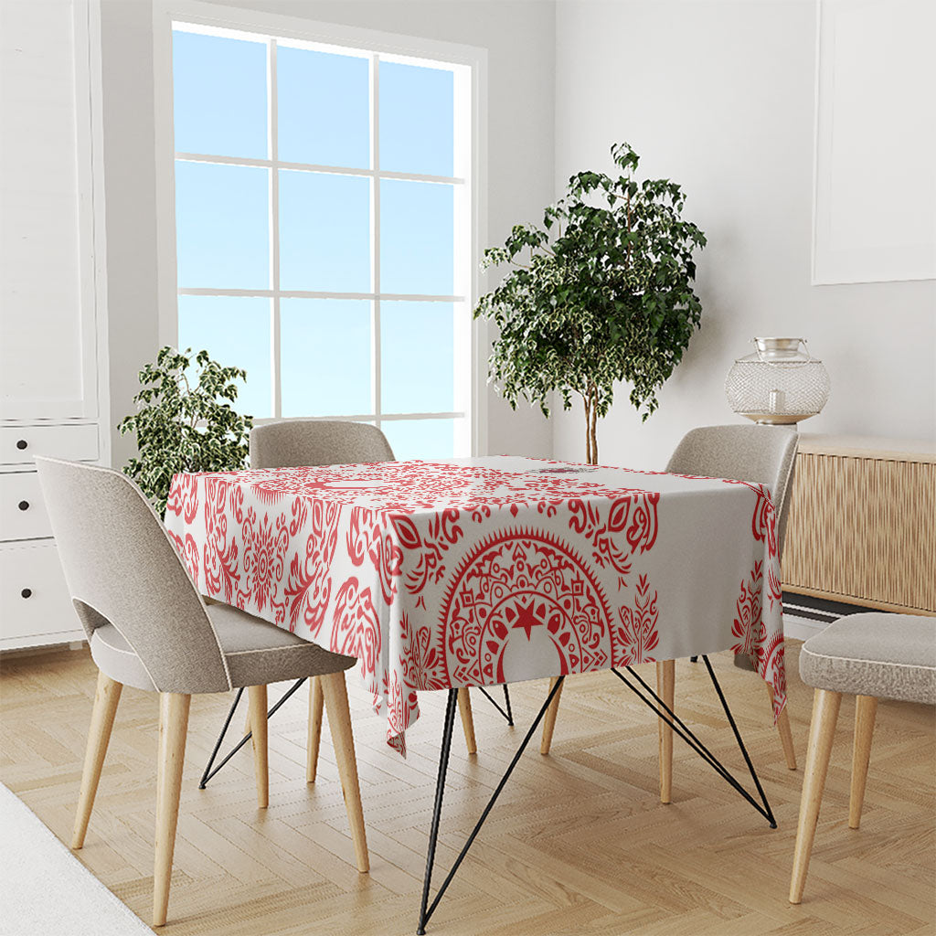 World Football 2026 Turkey Tablecloth Crescent Stars Ottoman Baroque Red Version