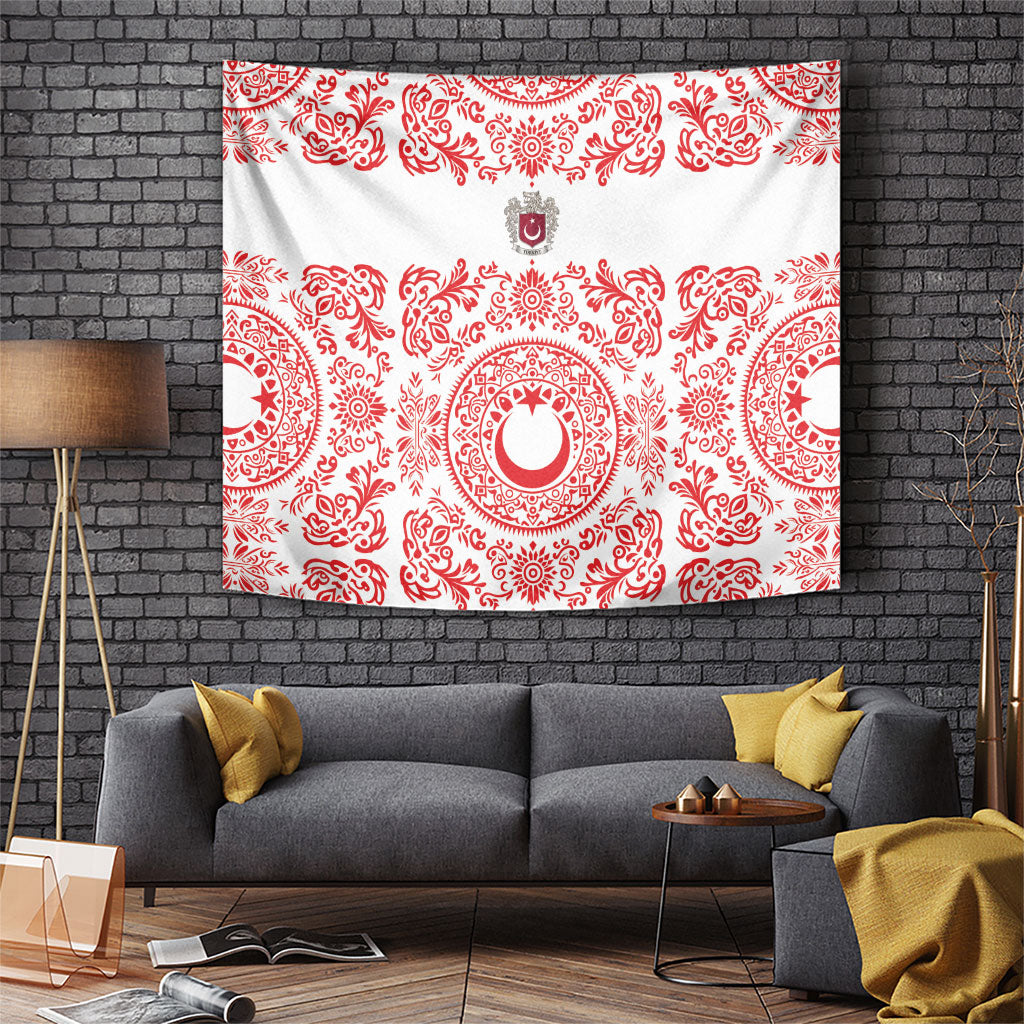 World Football 2026 Turkey Tapestry Crescent Stars Ottoman Baroque Red Version