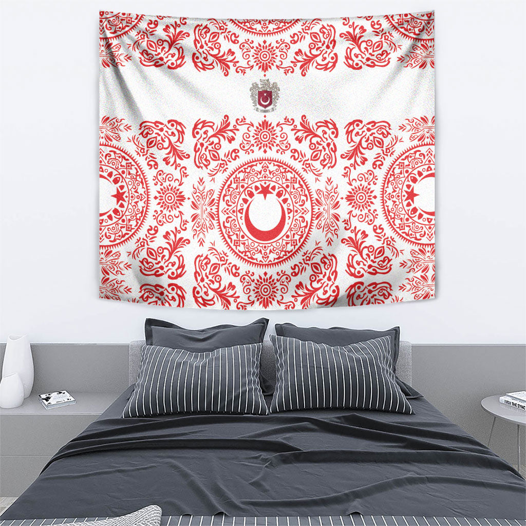 World Football 2026 Turkey Tapestry Crescent Stars Ottoman Baroque Red Version