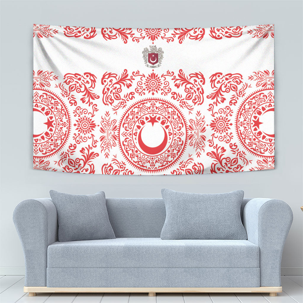 World Football 2026 Turkey Tapestry Crescent Stars Ottoman Baroque Red Version