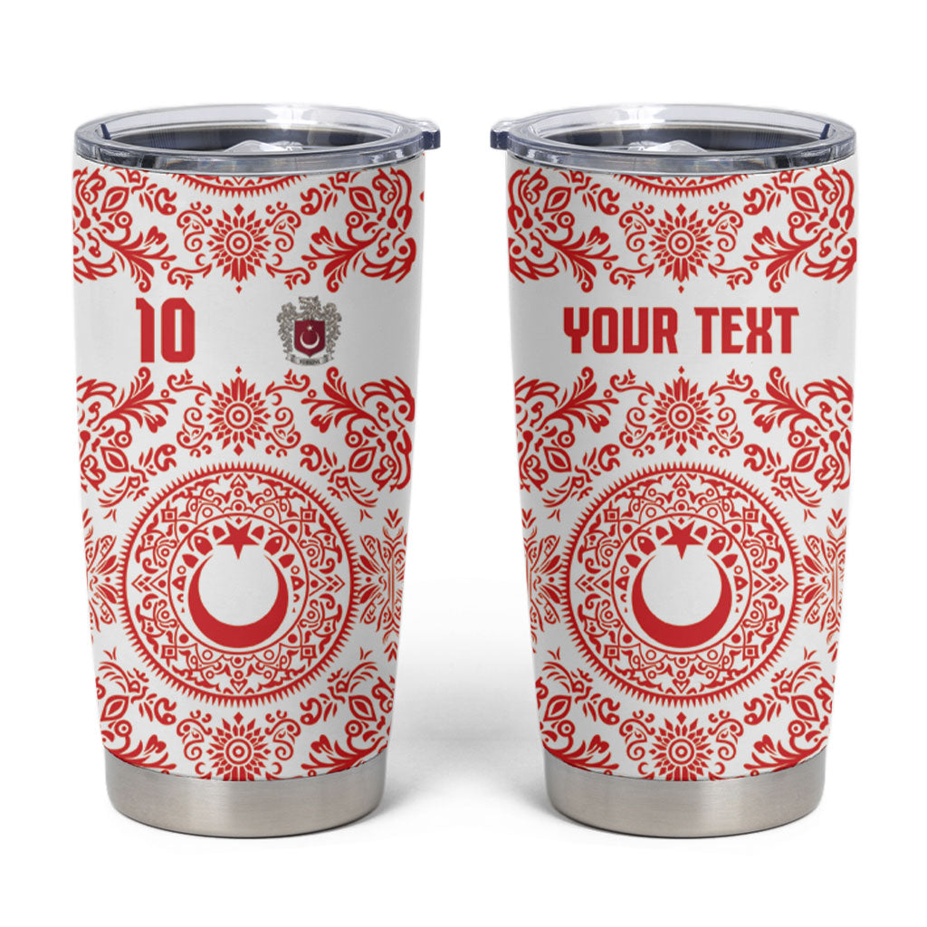 Custom World Football 2026 Turkey Tumbler Cup Crescent Stars Ottoman Baroque Red Version
