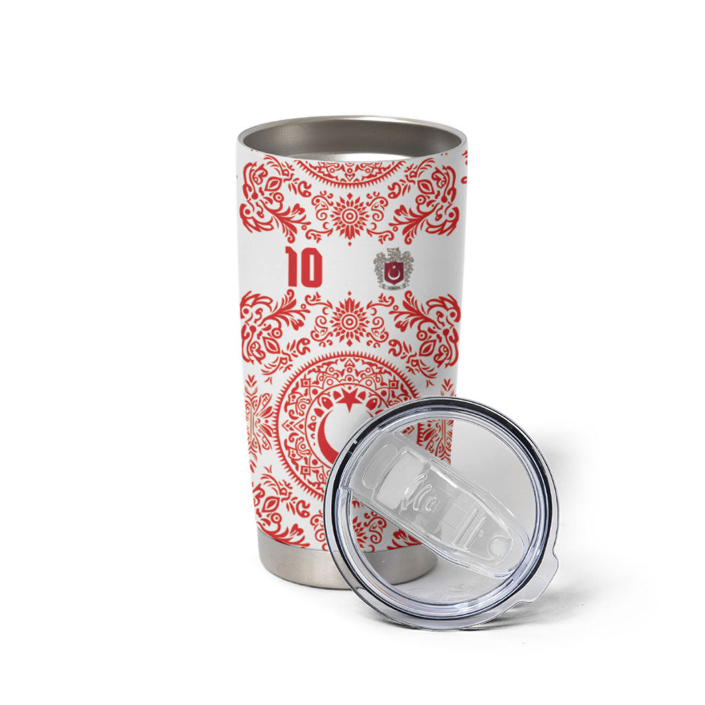 Custom World Football 2026 Turkey Tumbler Cup Crescent Stars Ottoman Baroque Red Version