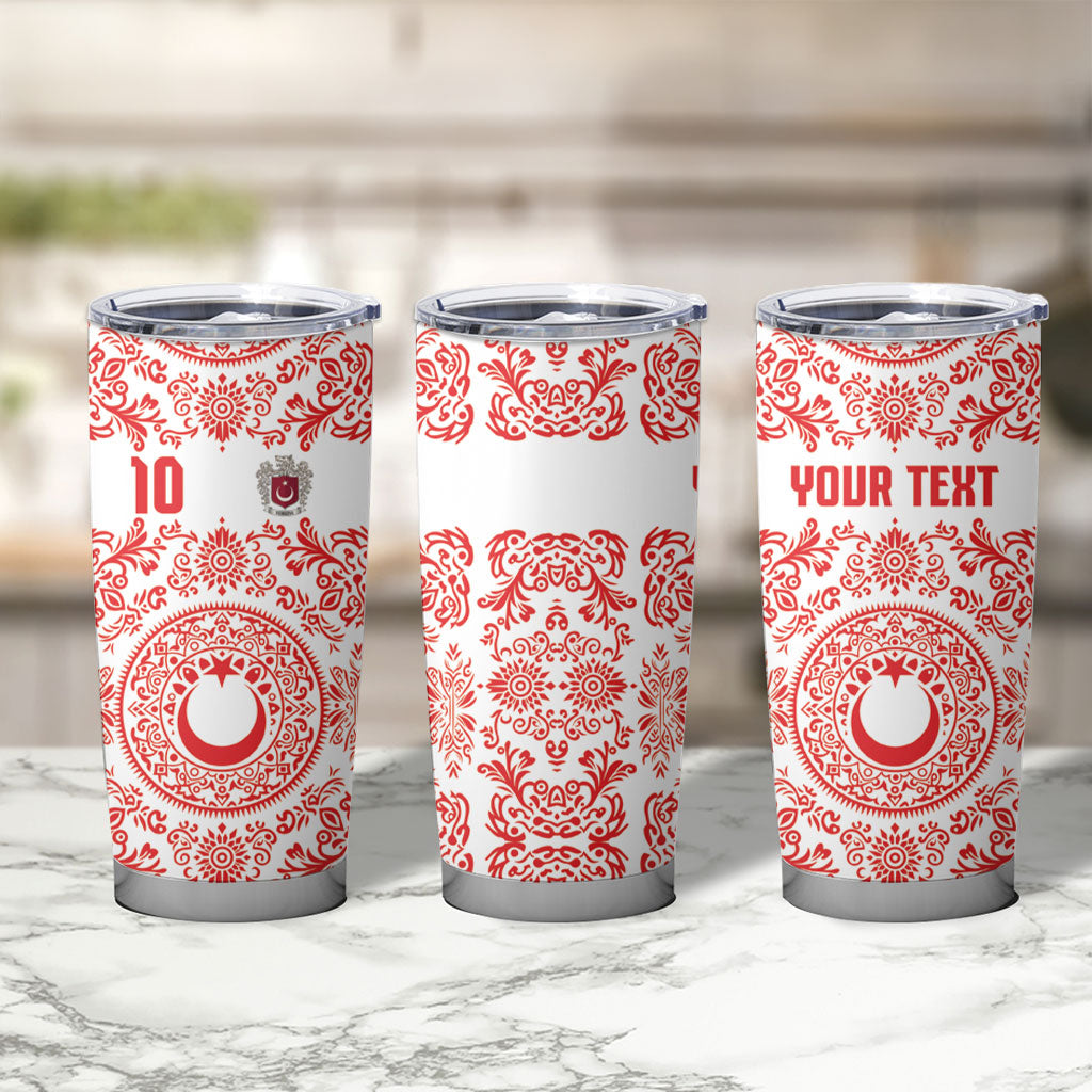 Custom World Football 2026 Turkey Tumbler Cup Crescent Stars Ottoman Baroque Red Version