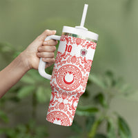 Custom World Football 2026 Turkey Tumbler With Handle Crescent Stars Ottoman Baroque Red Version