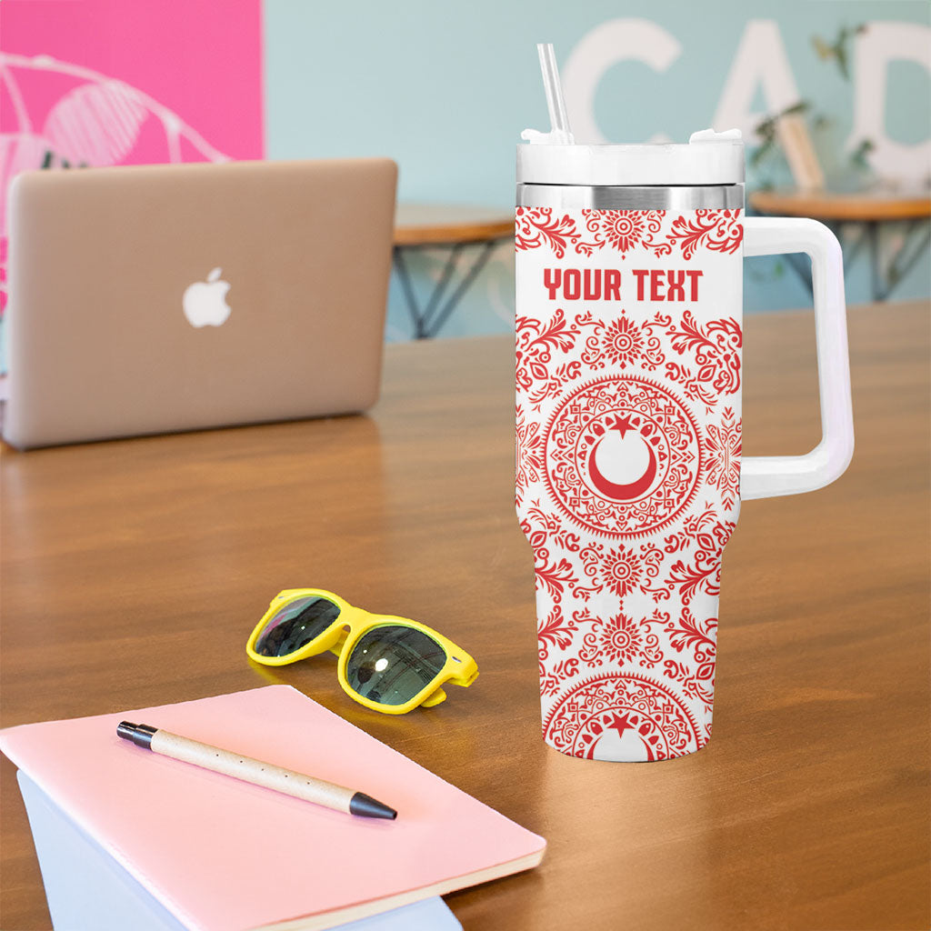 Custom World Football 2026 Turkey Tumbler With Handle Crescent Stars Ottoman Baroque Red Version
