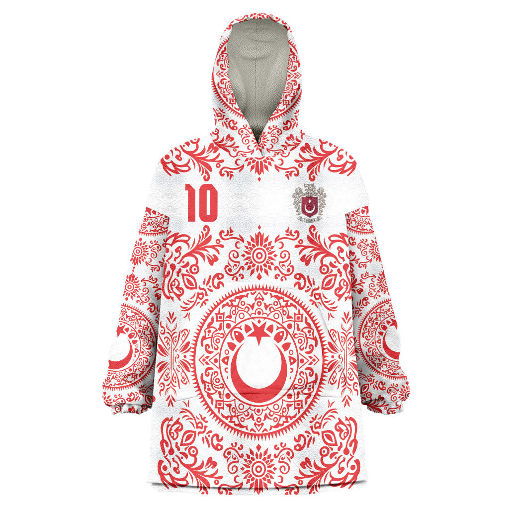 Custom World Football 2026 Turkey Wearable Blanket Hoodie Crescent Stars Ottoman Baroque Red Version
