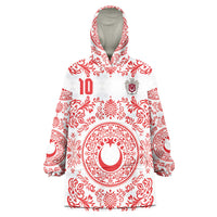 Custom World Football 2026 Turkey Wearable Blanket Hoodie Crescent Stars Ottoman Baroque Red Version