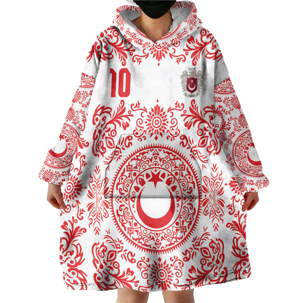 Custom World Football 2026 Turkey Wearable Blanket Hoodie Crescent Stars Ottoman Baroque Red Version
