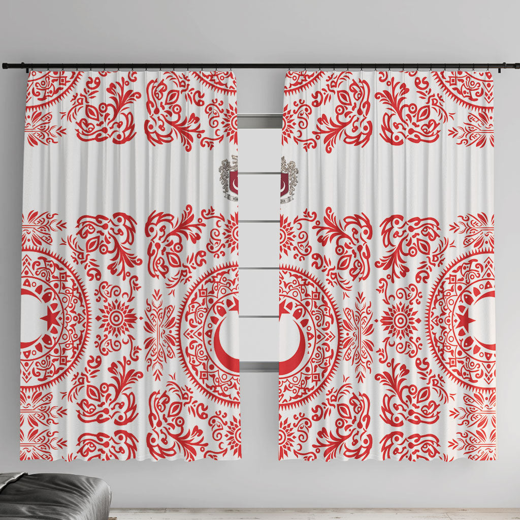 World Football 2026 Turkey Window Curtain Crescent Stars Ottoman Baroque Red Version