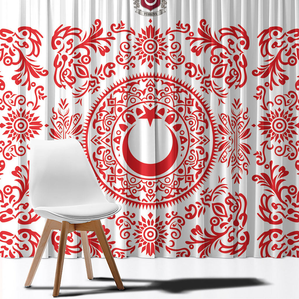 World Football 2026 Turkey Window Curtain Crescent Stars Ottoman Baroque Red Version