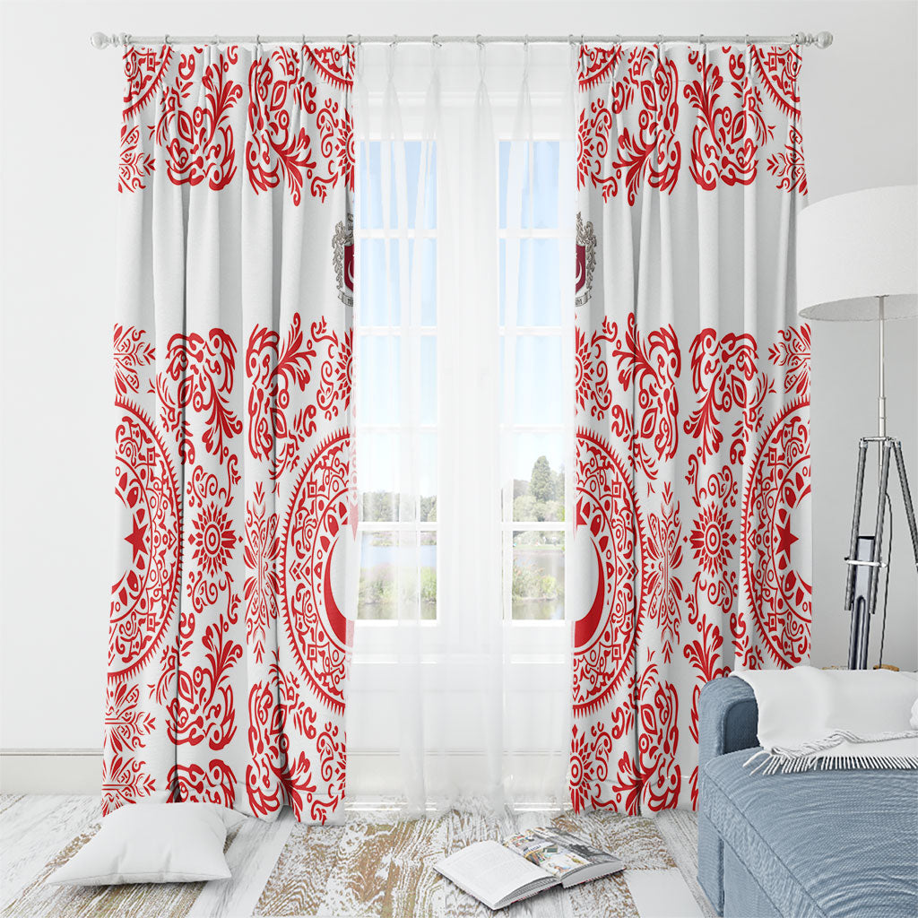 World Football 2026 Turkey Window Curtain Crescent Stars Ottoman Baroque Red Version