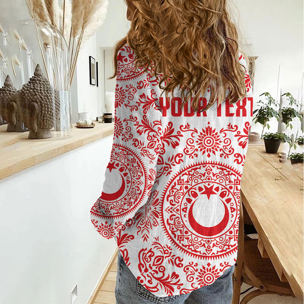 Custom World Football 2026 Turkey Women Casual Shirt Crescent Stars Ottoman Baroque Red Version