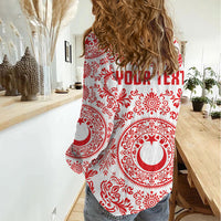 Custom World Football 2026 Turkey Women Casual Shirt Crescent Stars Ottoman Baroque Red Version