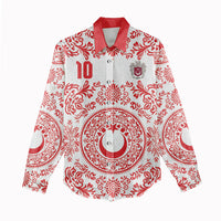 Custom World Football 2026 Turkey Women Casual Shirt Crescent Stars Ottoman Baroque Red Version