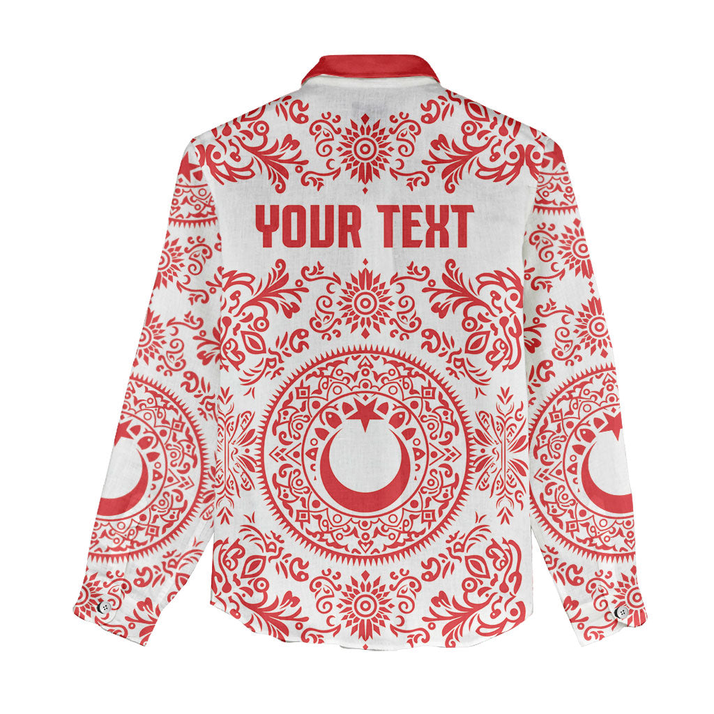 Custom World Football 2026 Turkey Women Casual Shirt Crescent Stars Ottoman Baroque Red Version