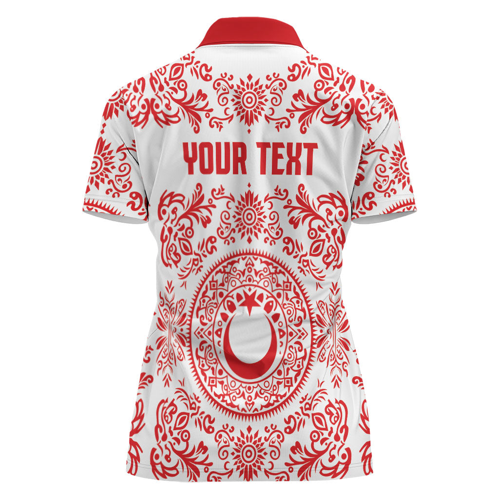 Custom World Football 2026 Turkey Women Polo Shirt Crescent Stars Ottoman Baroque Red Version
