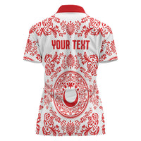 Custom World Football 2026 Turkey Women Polo Shirt Crescent Stars Ottoman Baroque Red Version