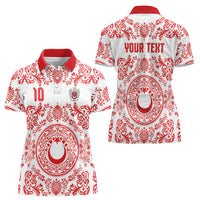 Custom World Football 2026 Turkey Women Polo Shirt Crescent Stars Ottoman Baroque Red Version