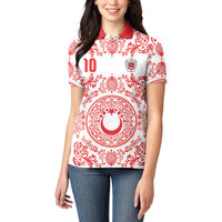 Custom World Football 2026 Turkey Women Polo Shirt Crescent Stars Ottoman Baroque Red Version