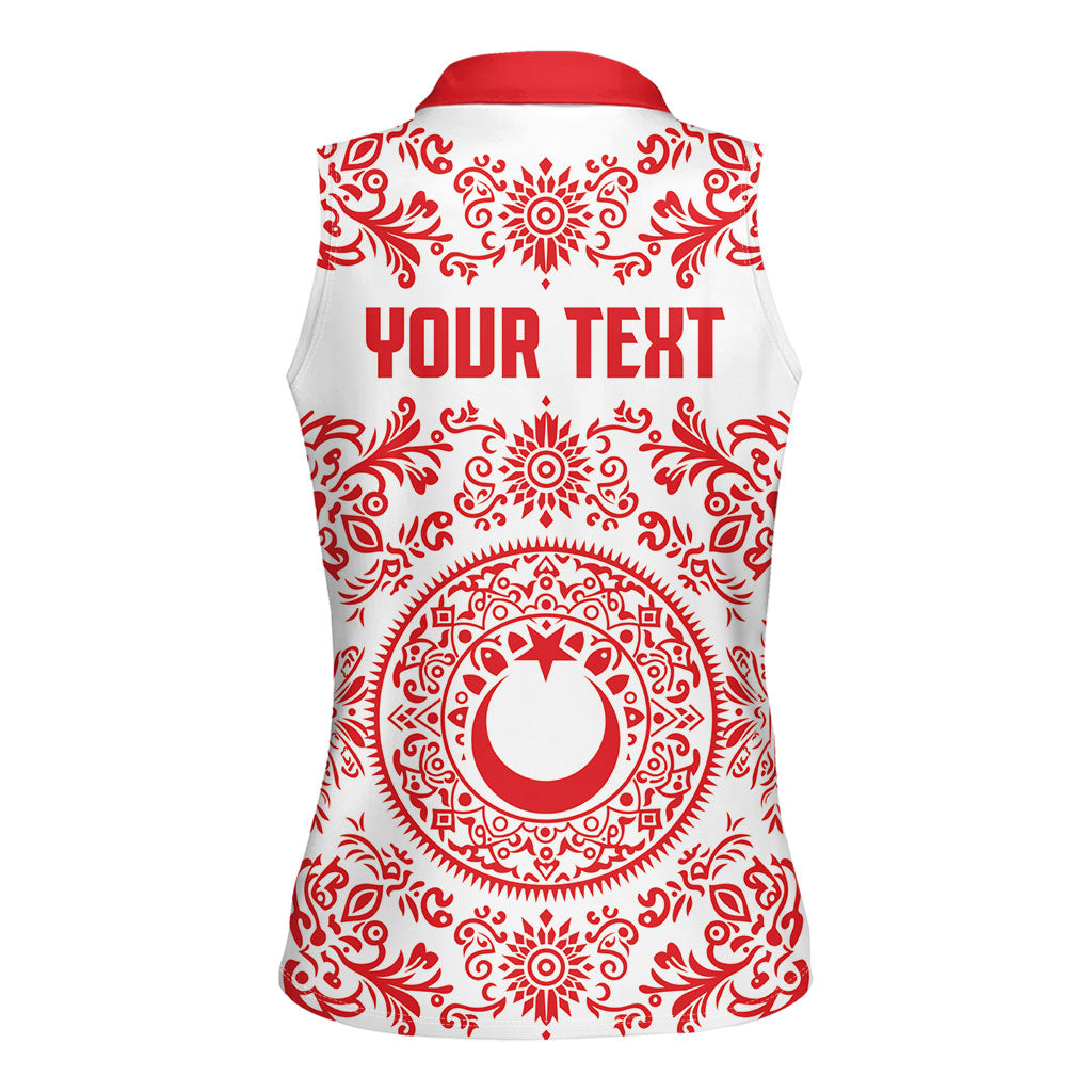Custom World Football 2026 Turkey Women Sleeveless Polo Shirt Crescent Stars Ottoman Baroque Red Version