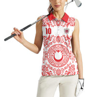 Custom World Football 2026 Turkey Women Sleeveless Polo Shirt Crescent Stars Ottoman Baroque Red Version