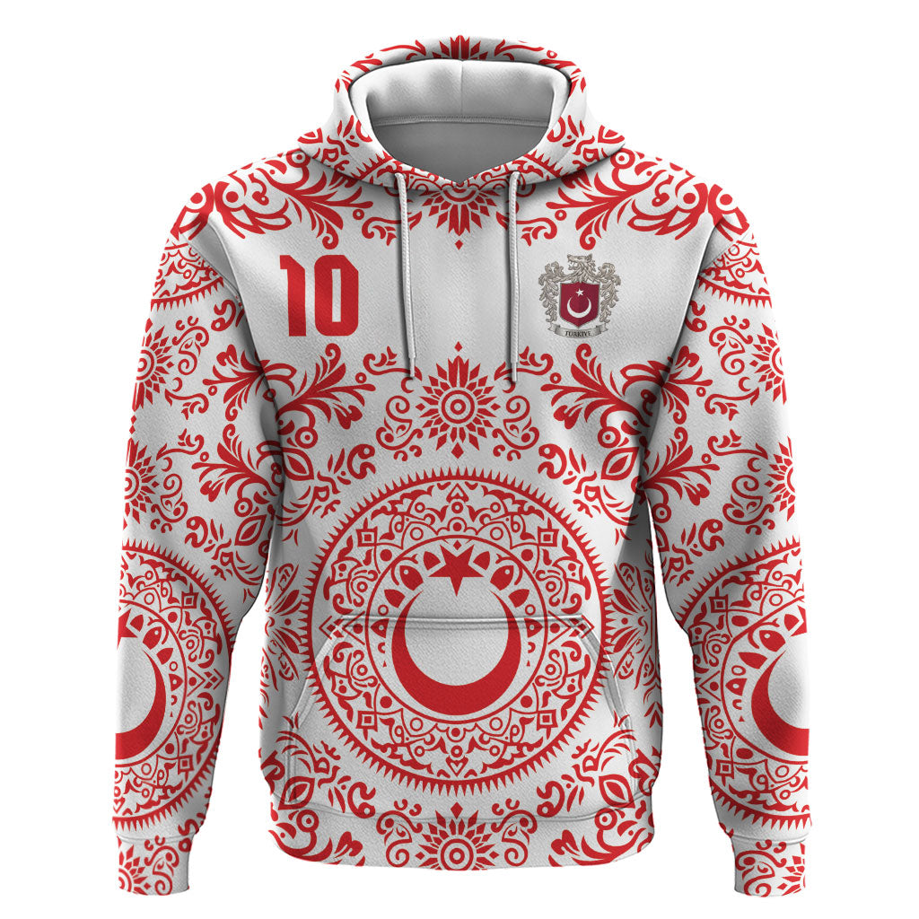 Custom World Football 2026 Turkey Zip Hoodie Crescent Stars Ottoman Baroque Red Version