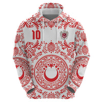 Custom World Football 2026 Turkey Zip Hoodie Crescent Stars Ottoman Baroque Red Version