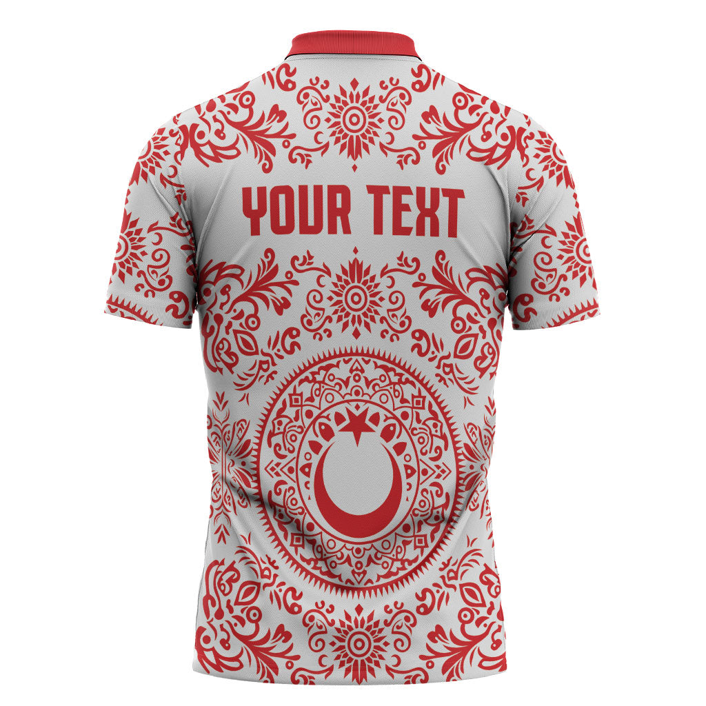 Custom World Football 2026 Turkey Zipper Polo Shirt Crescent Stars Ottoman Baroque Red Version