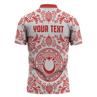 Custom World Football 2026 Turkey Zipper Polo Shirt Crescent Stars Ottoman Baroque Red Version