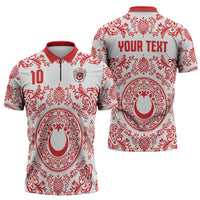 Custom World Football 2026 Turkey Zipper Polo Shirt Crescent Stars Ottoman Baroque Red Version