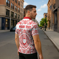 Custom World Football 2026 Turkey Zipper Polo Shirt Crescent Stars Ottoman Baroque Red Version