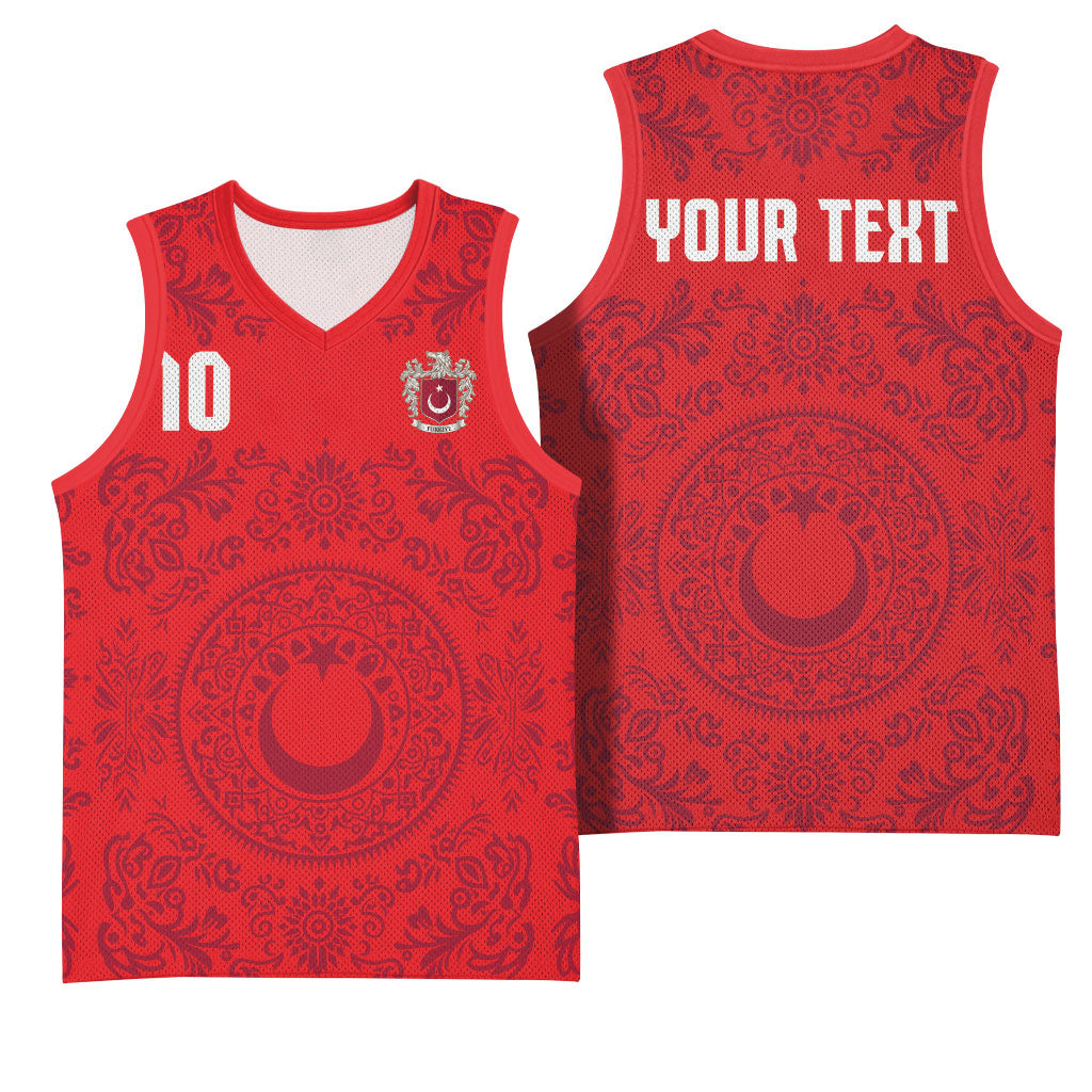 Custom World Football 2026 Turkey Basketball Jersey Crescent Stars Ottoman Baroque Pride