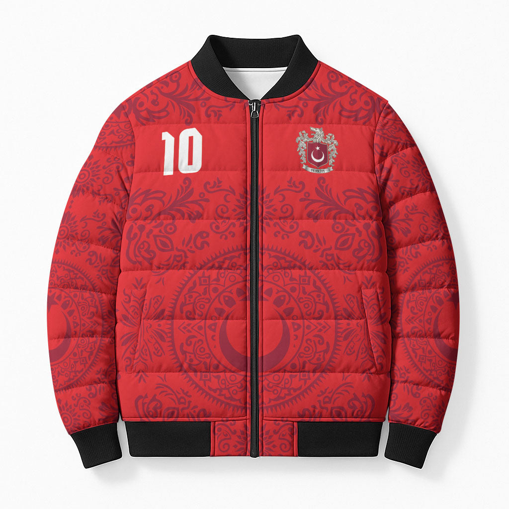 Custom World Football 2026 Turkey Bomber Puffer Jacket Crescent Stars Ottoman Baroque Pride